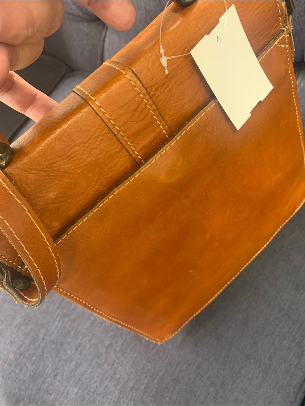 Patricia Nash Cognac/Tan Leather Crossbody Satchel - Picture 4 of 8